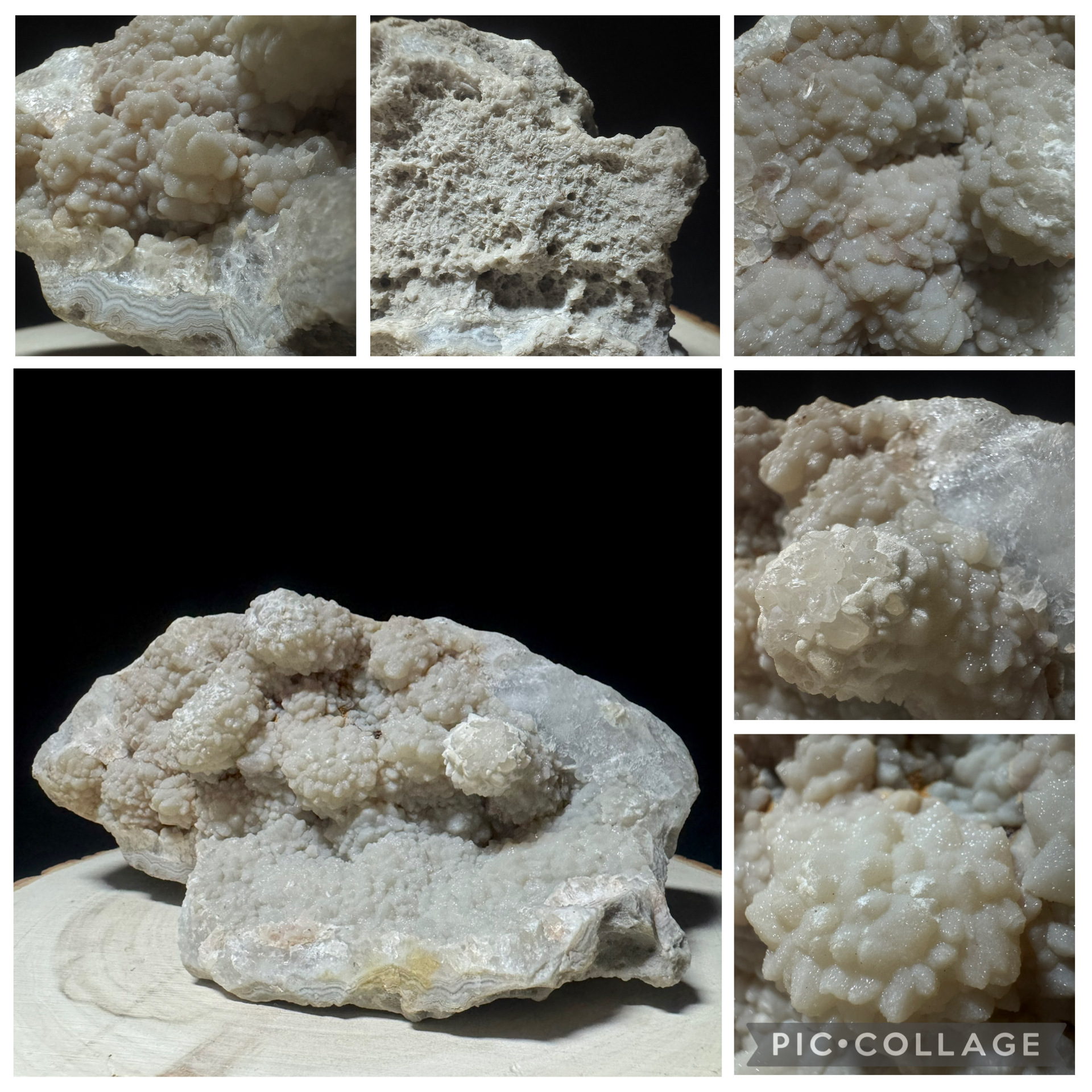 Missouri Botryoidal Druzzy Quartz on Seam Agate