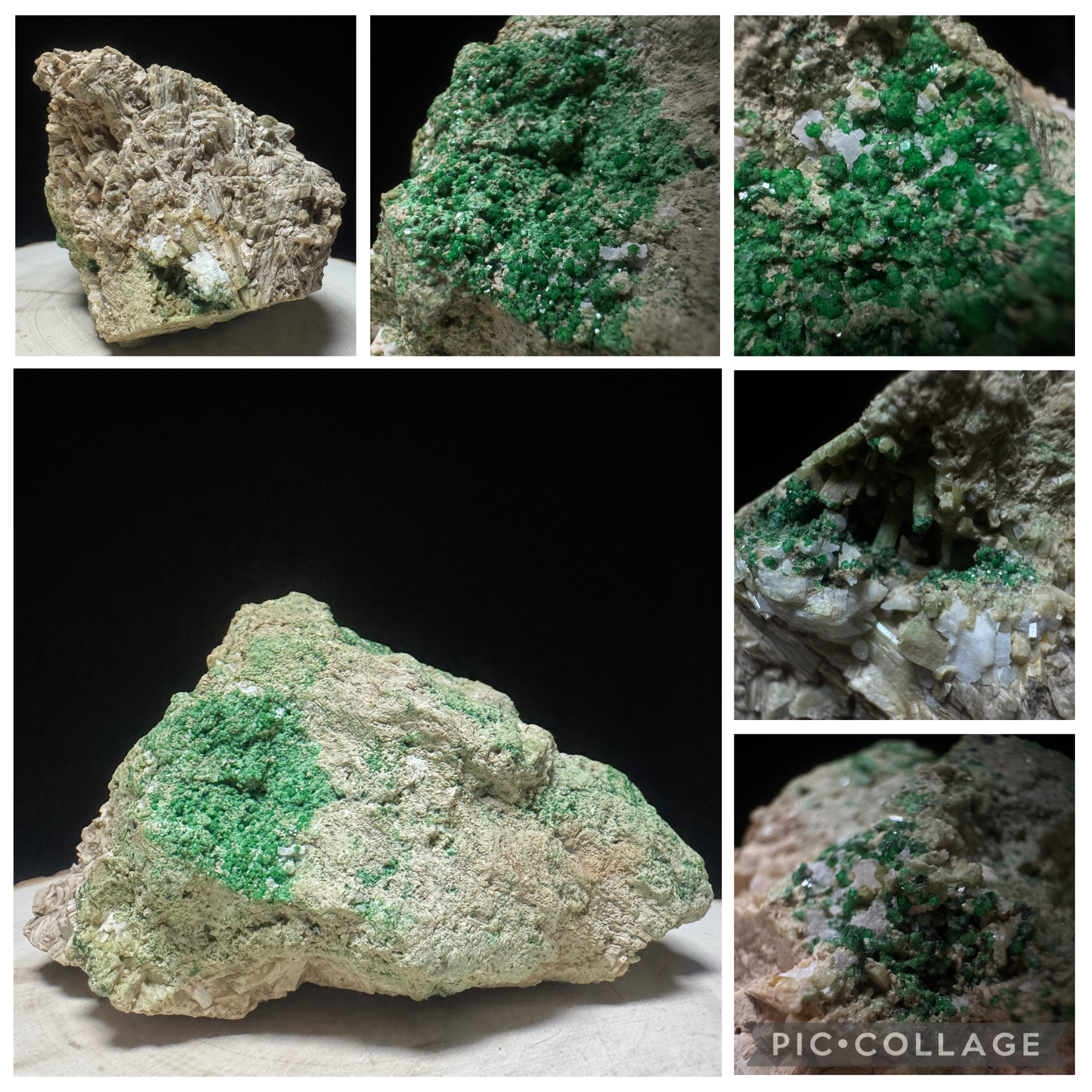 Green Grossular Garnet on Diopside/Calcite Matrix