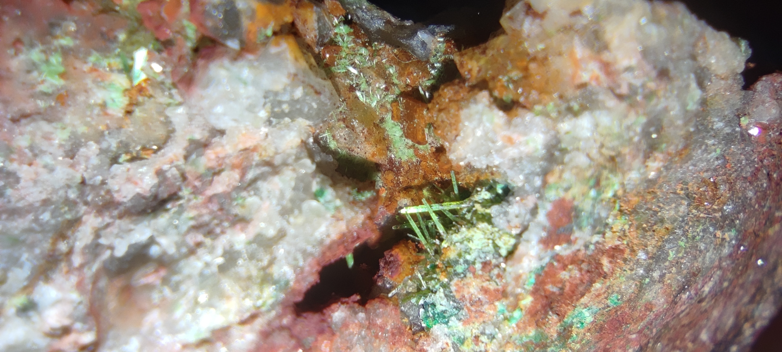Olivenite on quartz from Black Forest Germany 
