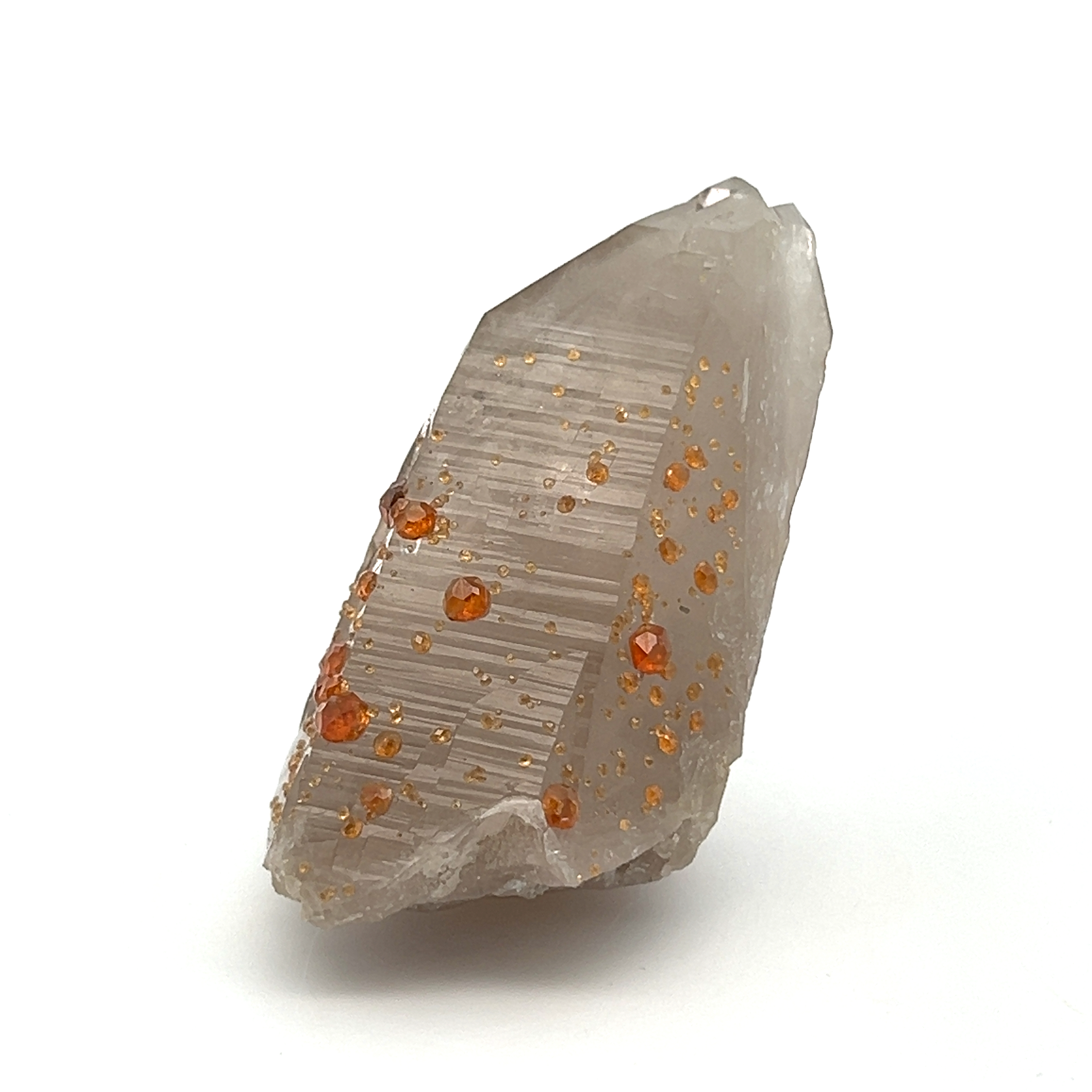 Spessartine Garnet on Smoky Quartz